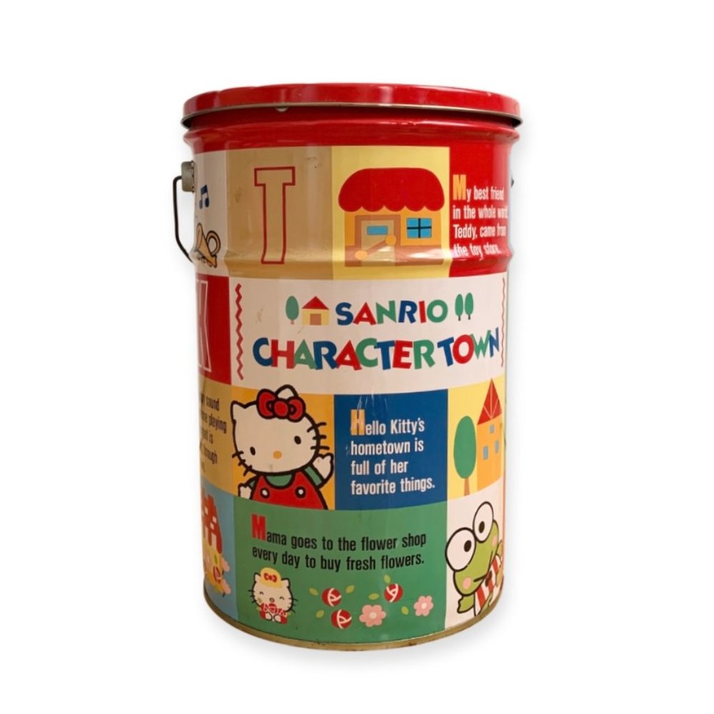 Vintage Hello Kitty Sanrio Metal Bucket - 1990 USED Stamp Card Prize